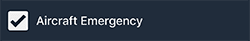 Notification checkbox for Aircraft Emergency.