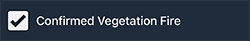 Notification checkbox for Confirmed Vegetation Fire